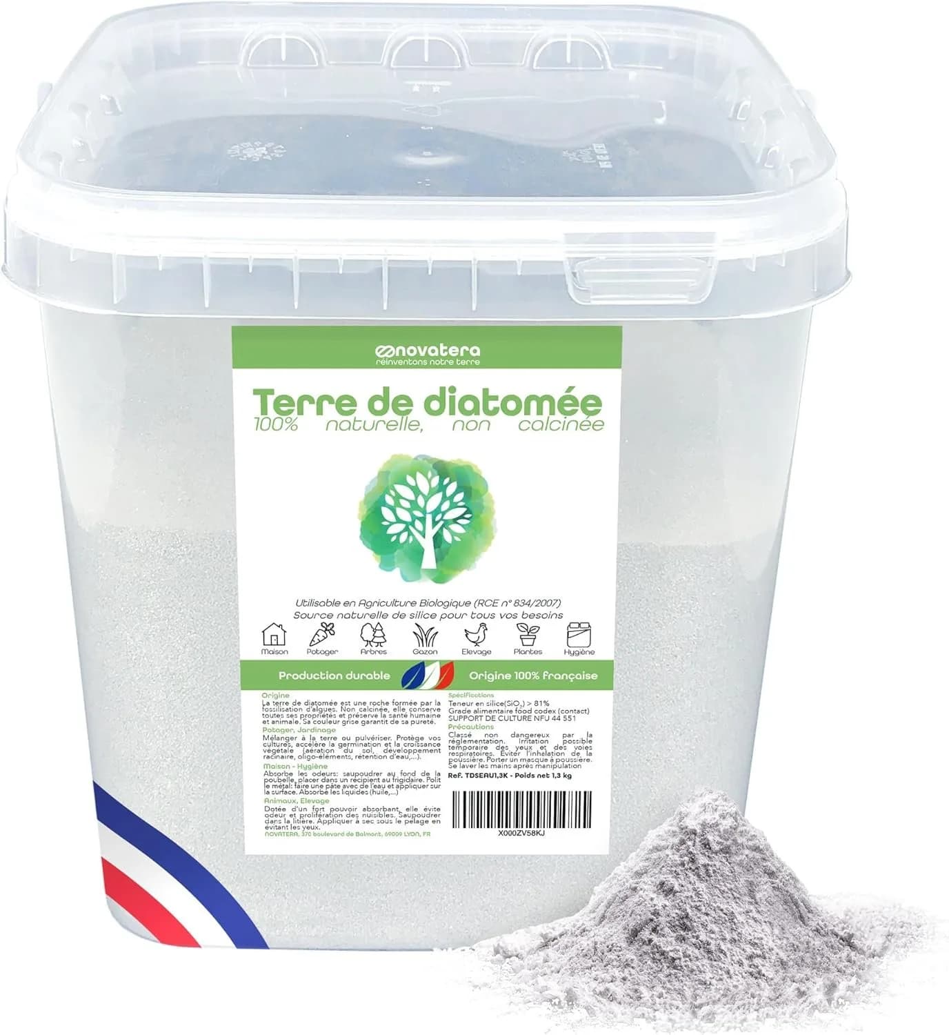Terre de Diatomée française (1,3kg) – Le bouclier naturel indispensable contre les poux touges